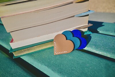 Small Heart Leather Corner Bookmark, Artisan Handcrafted Leather Bookmark, Leather Corner Bookmark, Custom Bookmark, Custom birthday gift - image4